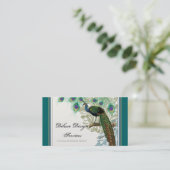 Vintager Pfau, Federn - elegante Geschäfts-Karten Visitenkarte (Stehend Vorderseite)