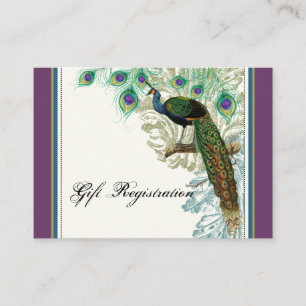 Vintager Pfau, Federn - Gift-Registrierungskarte Begleitkarte
