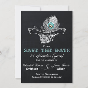 Vintager Pfau für die Kopfhaube Save the Date