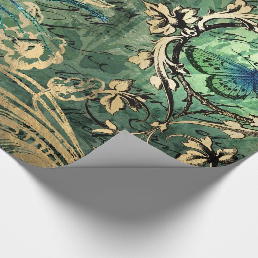 Vintager Pfau für jede Anlässe Geschenkpapier (Ecke)