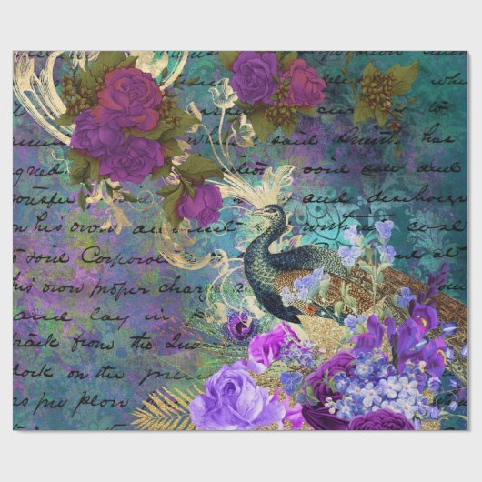 Vintager Pfau für jede Anlässe Geschenkpapier (Flach)