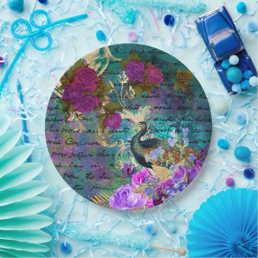 Vintager Pfau für jede Anlässe Pappteller (Party)