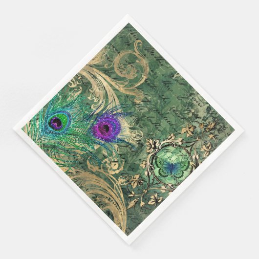 Vintager Pfau für jede Anlässe Serviette (Ecke)