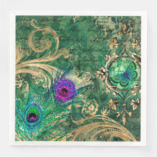 Vintager Pfau für jede Anlässe Serviette