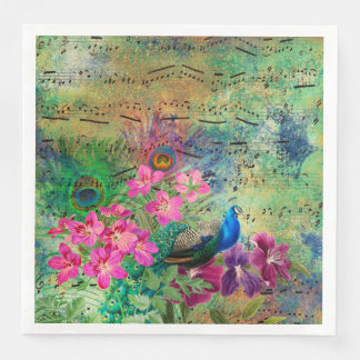 Vintager Pfau für jede Anlässe Serviette