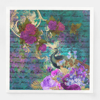 Vintager Pfau für jede Anlässe Serviette