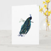 Vintager Pfau-Illustrationsgruß Karte (Gelbe Blume)