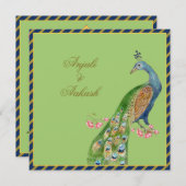 Vintager Pfau Indische Hochzeit Invi Einladung (Vorne/Hinten)