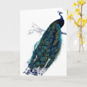 Vintager Pfau Karte (Gelbe Blume)