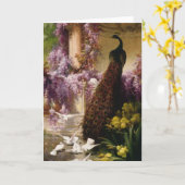 Vintager Pfau Karte (Gelbe Blume)