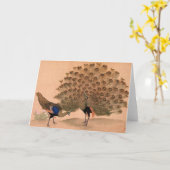 Vintager Pfau Karte (Gelbe Blume)