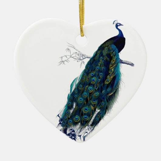 Vintager Pfau Keramikornament (Vorne)