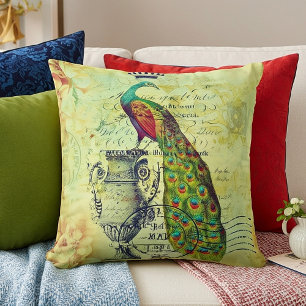 Vintager Pfau Kissen