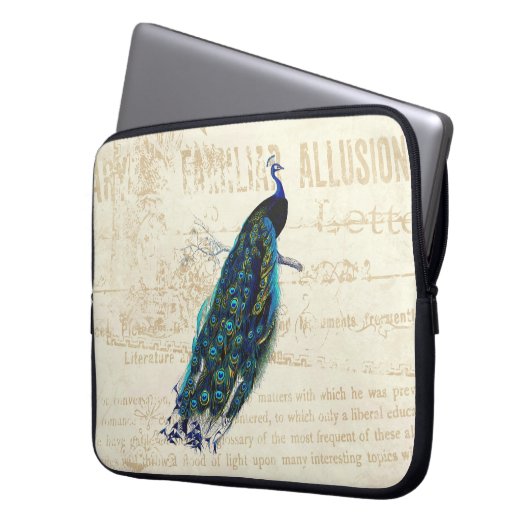 Vintager Pfau Laptopschutzhülle (Vorderseite Links)