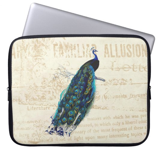 Vintager Pfau Laptopschutzhülle (Vorderseite)