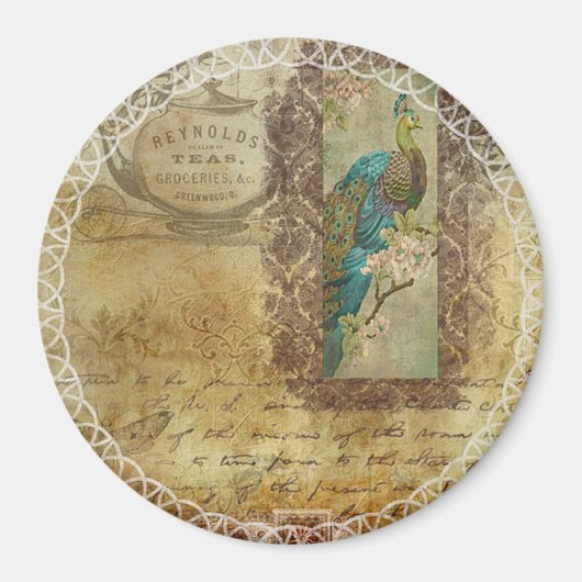 Vintager Pfau Magnet (Vorne)