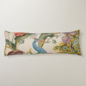 Vintager Pfau mit rosa und Lila Pfauen Seitenschläferkissen (Rückseite)