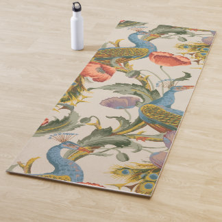 Vintager Pfau mit rosa und Lila Pfauen Yogamatte