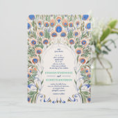 Vintager Pfau | Monografische Hochzeit Einladung (Stehend Vorderseite)