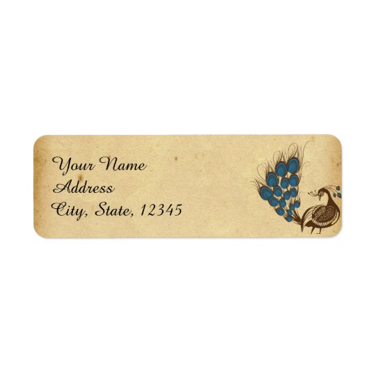 Vintager Pfau-Monogramm-Hochzeits-Aufkleber