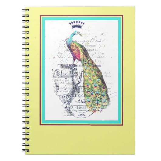 Vintager Pfau Notizblock (Vorderseite)