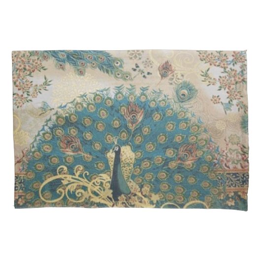 Vintager Pfau - Pillowcase Kissenbezug (Vorderseite)