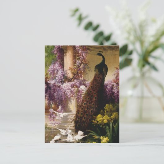 Vintager Pfau Postkarte (Stehend Vorderseite)