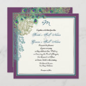 Vintager Pfau, Radierungen der Feder-n - Einladung (Vorne/Hinten)