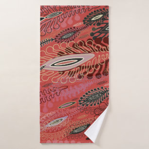 Vintager Pfau Rotes Dekorationsmuster Nahtloses Mu Badehandtuch