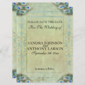 Vintager Pfau Save the Date (Vorne/Hinten)