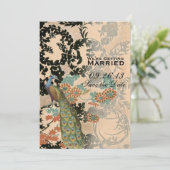 Vintager Pfau Save The Date (Stehend Vorderseite)