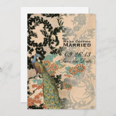 Vintager Pfau Save The Date (Vorne/Hinten)