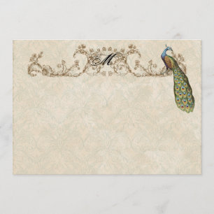 Vintager Pfau u. Radierungen danken Ihnen Dankeskarte