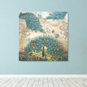 Vintager Pfau - ummantelte Canvas Leinwanddruck (Insitu (Holzboden))