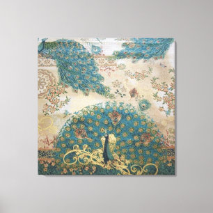 Vintager Pfau - ummantelte Canvas Leinwanddruck