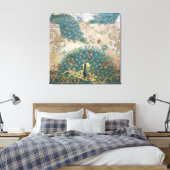 Vintager Pfau - ummantelte Canvas Leinwanddruck (Insitu (Schlafzimmer))