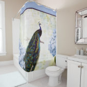 Vintager Pfau- und Hydrangea-Duschvorhang Duschvorhang (Beispiel)