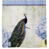 Vintager Pfau- und Hydrangea-Duschvorhang Duschvorhang (Vorderseite)
