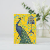 Vintager Pfau und Käfig Postkarte (Stehend Vorderseite)