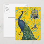 Vintager Pfau und Käfig Postkarte (Vorne/Hinten)