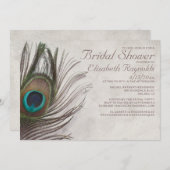 Vintager Pfau versieht Brautparty-Einladungen mit Einladung (Vorne/Hinten)