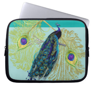 Vintager Pfau w ätzte Feder-Kunst des Wirbels-n Laptopschutzhülle