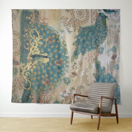 Vintager Pfau - Wandteppich (Beispiel (Horizontal))