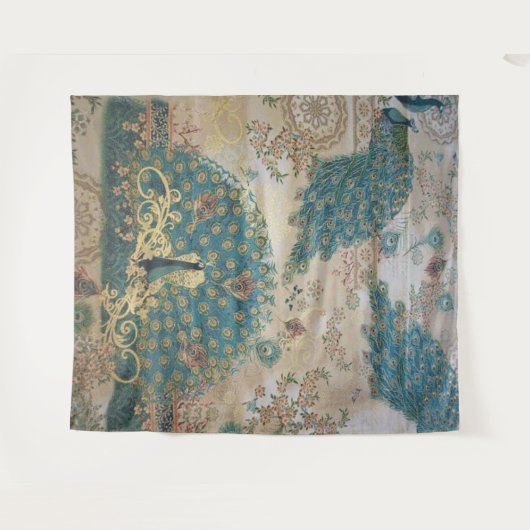 Vintager Pfau - Wandteppich (Vorderseite (Horizontal))