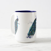 Vintager Pfau Zweifarbige Tasse (Vorderseite Links)