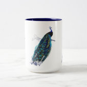 Vintager Pfau Zweifarbige Tasse (Mittel)