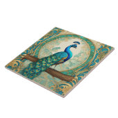 Vintager Pfauenbird Kunst, Dichtung und Musik Fliese (Seite)