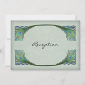 Vintager Pfauenfeathers Jugendstil-Hochzeitsempfan Einladung (Rückseite)