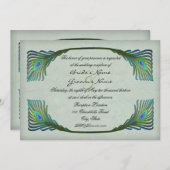 Vintager Pfauenfeathers Jugendstil-Hochzeitsempfan Einladung (Vorne/Hinten)