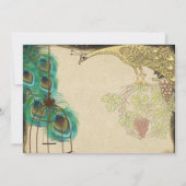 Vintager Pfauenvogelkäfig Einladung zur Hochzeit (Rückseite)